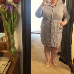 Lane Bryant Blue/White striped shirt dress